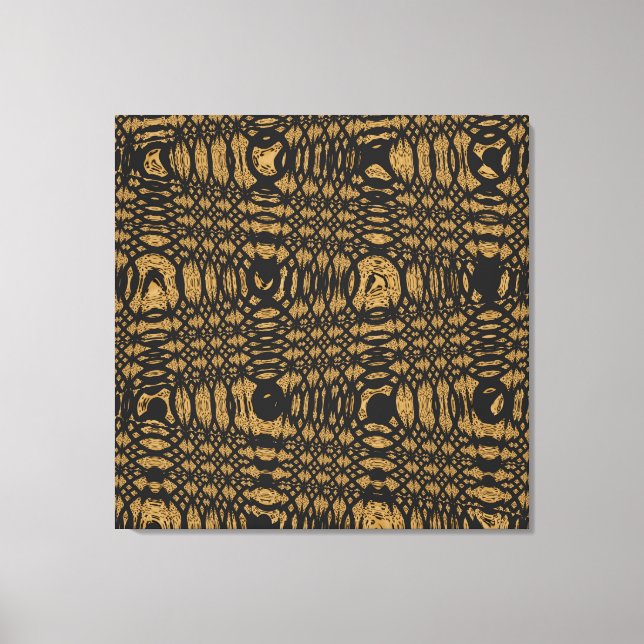 Brown Black Leopard Modern Abstract Wave Circle Canvas Print (Front)