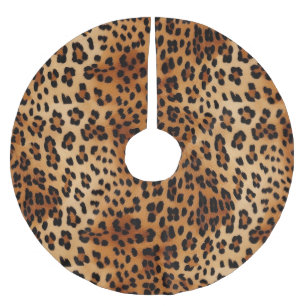 Brown Black Leopard Print Brushed Polyester Tree Skirt