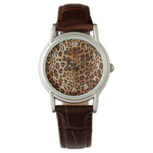 Brown Black Leopard Print Watch