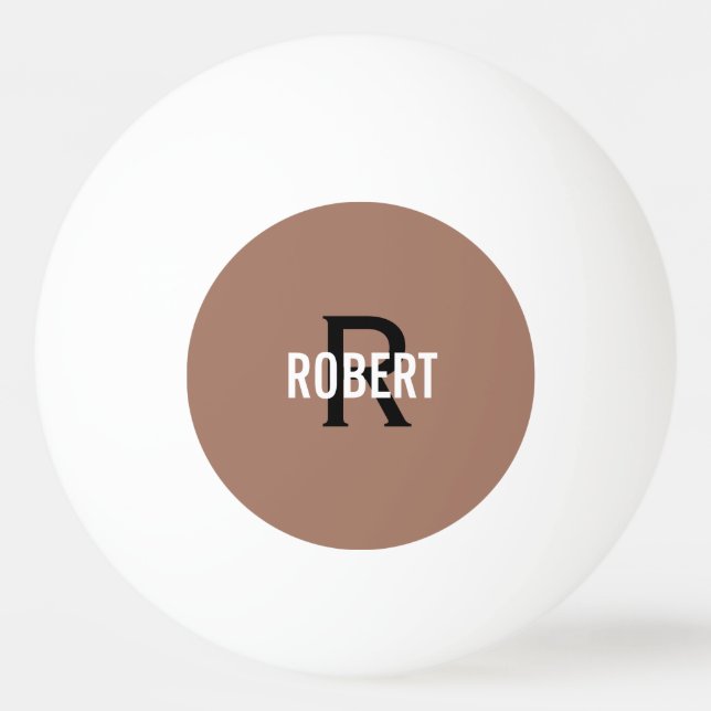 Brown black monogram name  ping pong ball (Front)