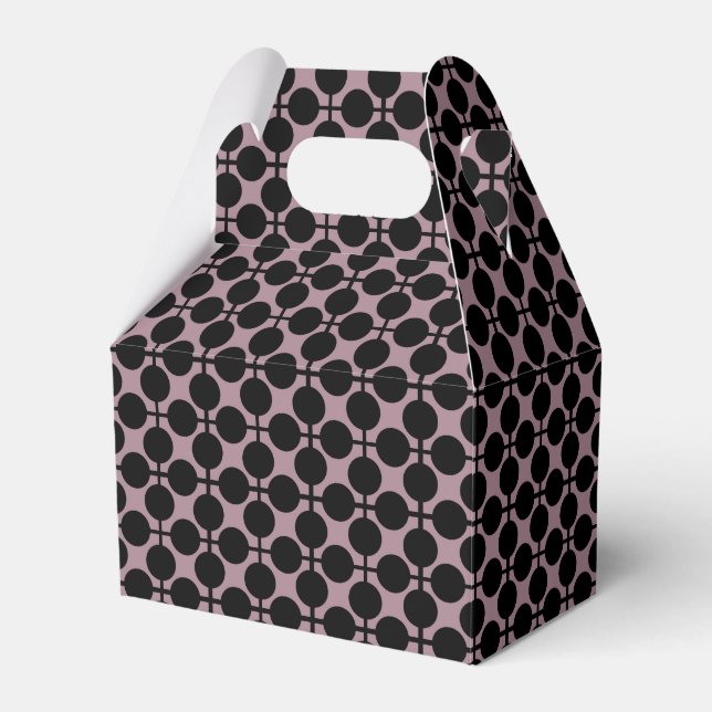 brown black polka dot check pattern fashion favor box (Front Side)