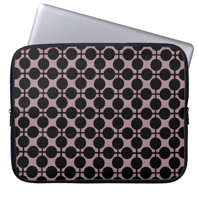 brown black polka dot check pattern fashion laptop sleeve (Front)
