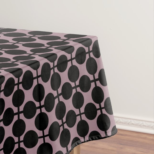 brown black polka dot check pattern fashion tablecloth (In Situ)