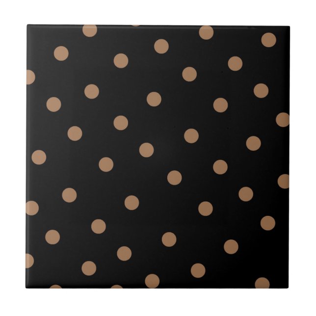 Brown Black Polkadot Pattern Tile (Front)
