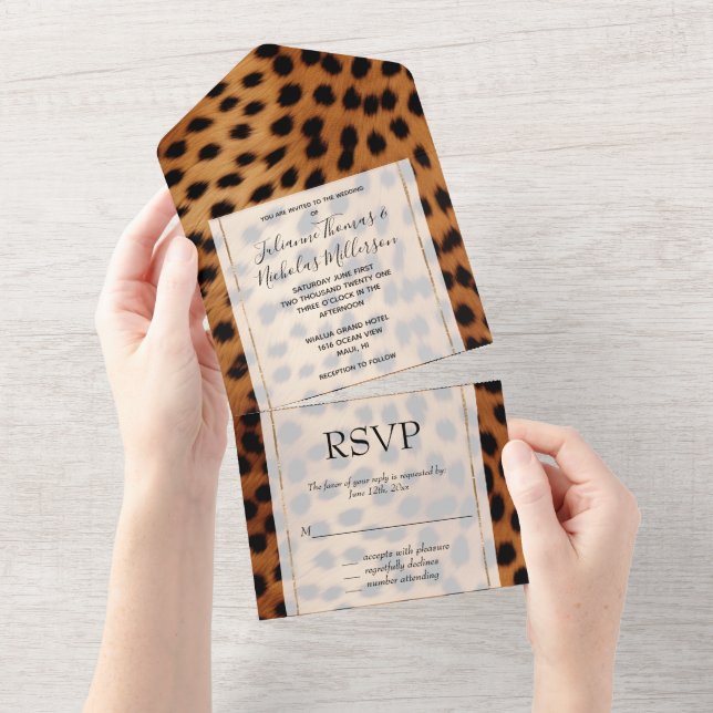 Brown Black Safari Cheetah Leopard Animal  All In One Invitation (Tearaway)