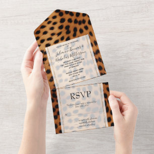 Brown Black Safari Cheetah Leopard Animal  All In One Invitation