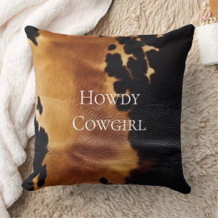 Brown Black Southwest Cowhide Throw Pillow