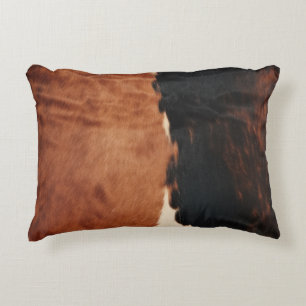 Brown Black Southwest Faux Cowhide Accent Pillow