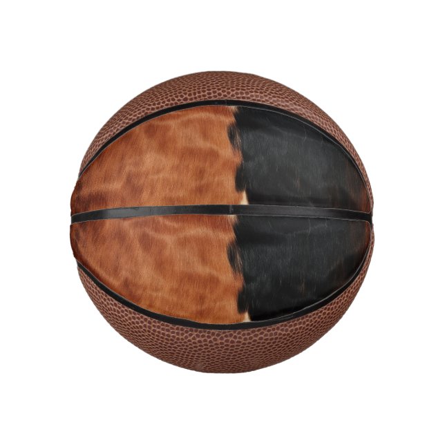 Brown Black Southwest Faux Cowhide Mini Basketball (Front)