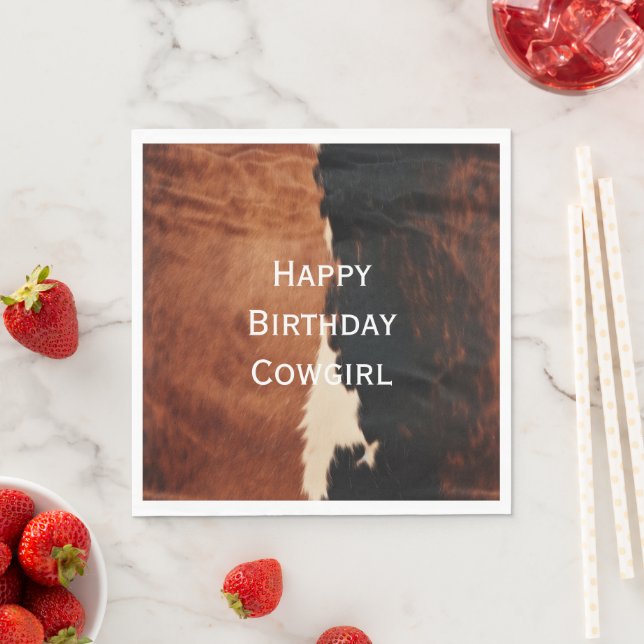 Brown Black Southwest Faux Cowhide Napkin (Insitu)