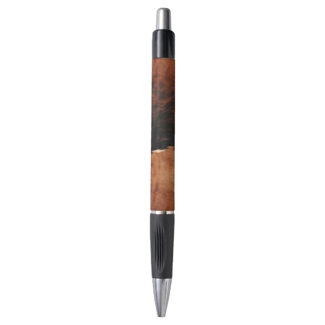 Brown Black Southwest Faux Cowhide Pen (Front Vertical)
