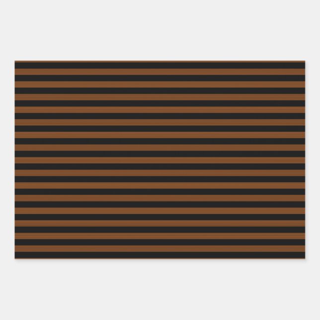 Brown Black Stripes Seamless Pattern Wrapping Paper Sheet (Front)