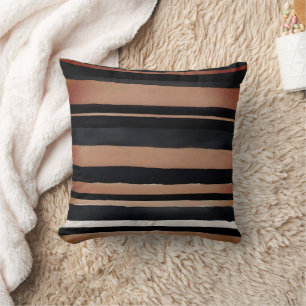 Brown Black Stripes Throw Pillow