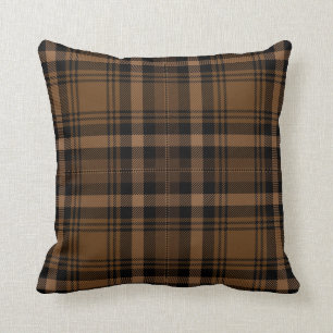 Brown Black Tartan Plaid Rustic Pattern Throw Pillow