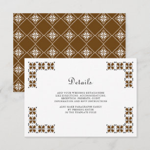 Brown Black Ukrainian Embroidery Wedding Details Enclosure Card