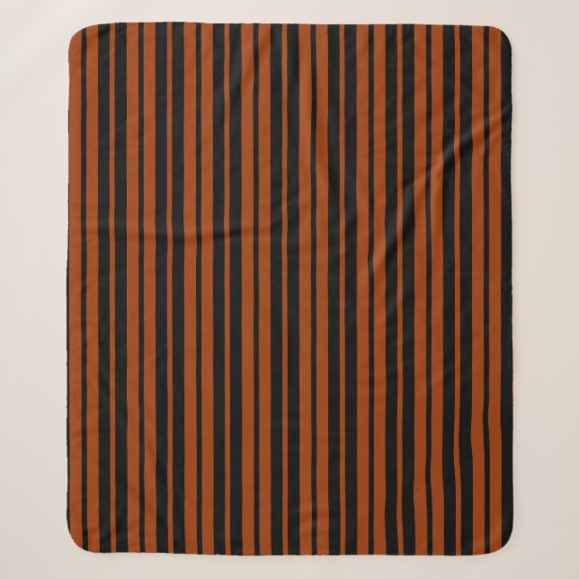 Brown Black Vertical Stripes Pattern Design Sherpa Blanket (Front)
