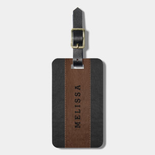 Brown & Black Vintage Leather Texture Luggage Tag