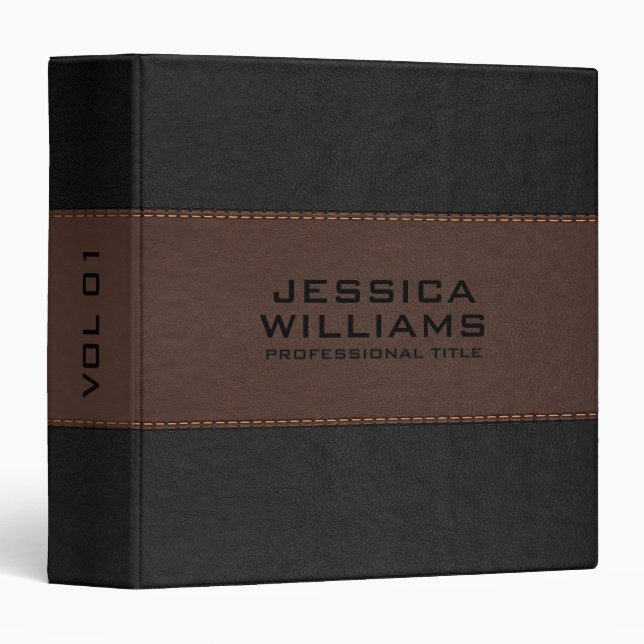 Brown & Black Vintage Leather With Stitches Binder (Front/Spine)