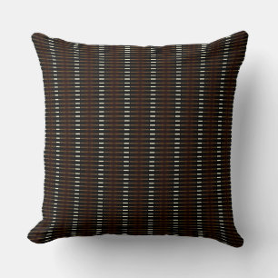 Brown, Black & White Abstract Stripe Throw Pillow