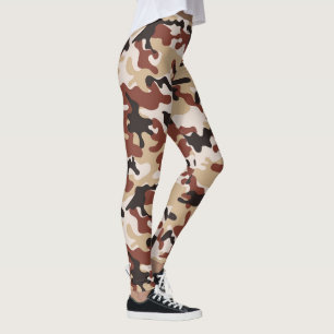 Brown, Black White and Beige Camouflage Leggings