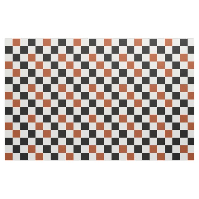 Brown Black White Chequered Pattern Design  Fabric (Fat Quarter)