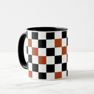 Brown Black White Chequered Pattern Design  Mug