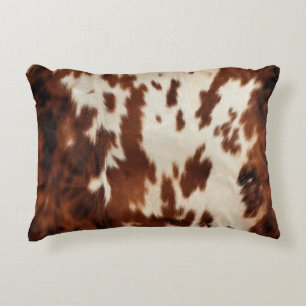Brown Black White Cowhide Accent Pillow