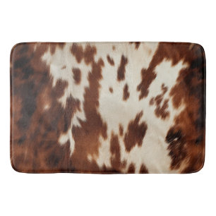 Brown Black White Cowhide Bath Mat