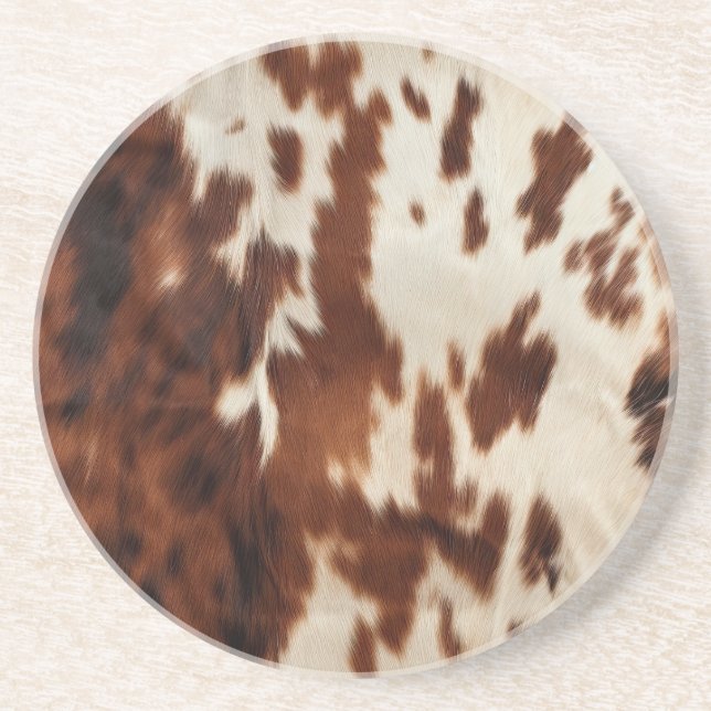 Brown Black White Cowhide Coaster (Front)