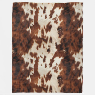 Brown Black White Cowhide Fleece Blanket