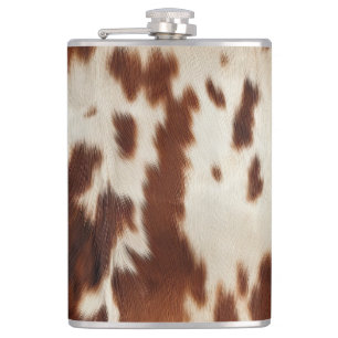 Brown Black White Cowhide Hip Flask