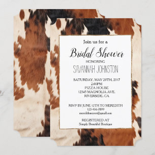 Brown Black White Cowhide Invitation