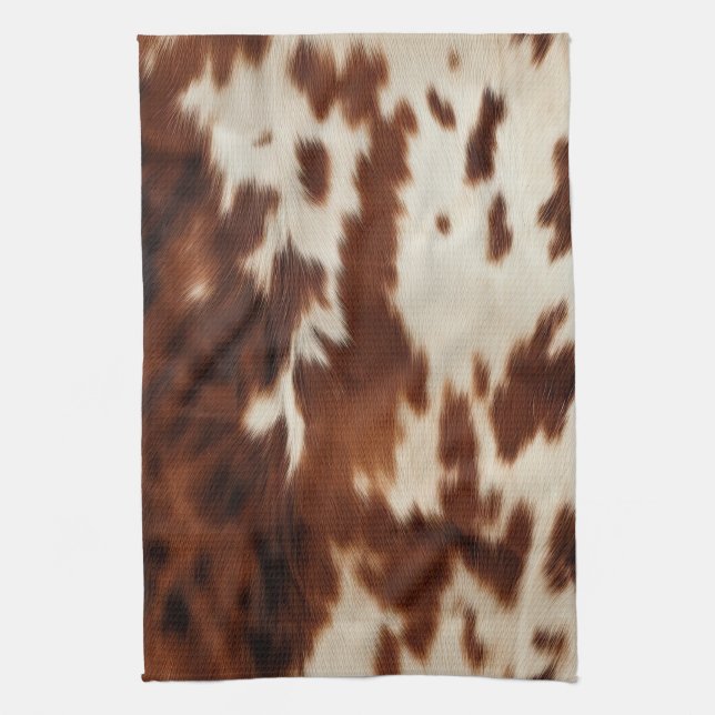 Brown Black White Cowhide Kitchen Towel (Vertical)