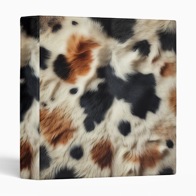 Brown Black White Cowhide Print Country Western Binder (Front/Spine)