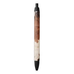 Brown Black White Faux Cowhide Ink Pen
