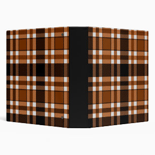 Brown Black White Flannel Tartan Pattern Design Binder