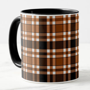 Brown Black White Flannel Tartan Pattern Design Mug