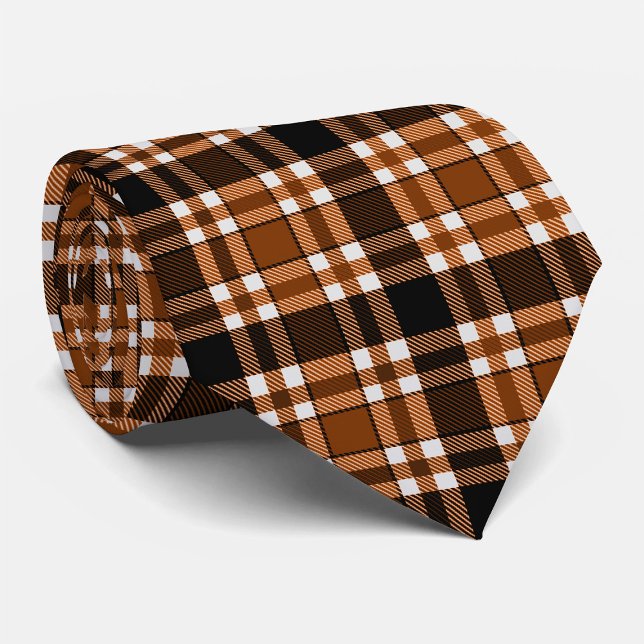 Brown Black White Flannel Tartan Pattern Design  Tie (Creator Uploaded)