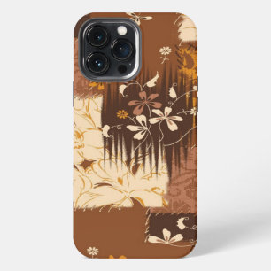 brown black white  flowers  iPhone 13 pro max case