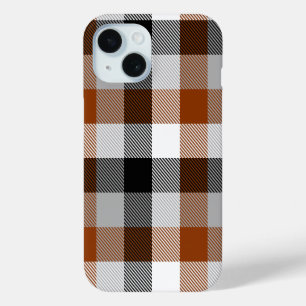 Brown Black White Twill Gingham Design iPhone 15 Case