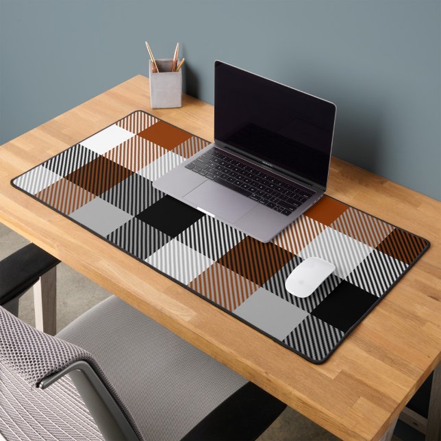 Brown Black White Twill Gingham Design  Desk Mat (Creator Uploaded)