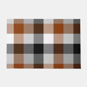 Brown Black White Twill Gingham Design  Doormat