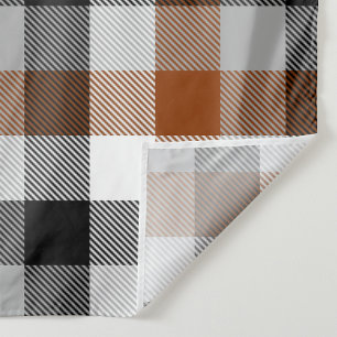 Brown Black White Twill Gingham Design Fabric