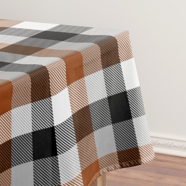 Brown Black White Twill Gingham Design  Tablecloth (Creator Uploaded)