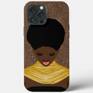 brown Black Woman Looking Down   Tribal Necklace iPhone 13 Pro Max Case