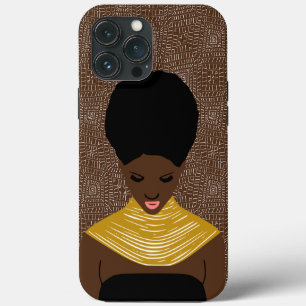 brown Black Woman Looking Down Tribal Necklace iPhone 13 Pro Max Case