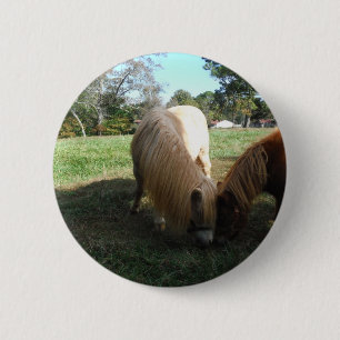 Brown Blonde," Miniature Horses"Two Little Ponies 2 Inch Round Button