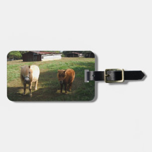 Brown Blonde, Two Miniature Horses, "Little Pony " Luggage Tag