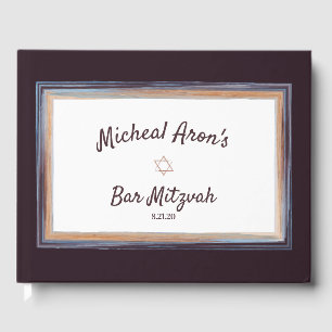 Brown Blue Abstrait Bar Mitzvah Livre d'hôtes