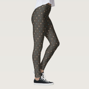 Brown, Blue and Beige Dots Leggings